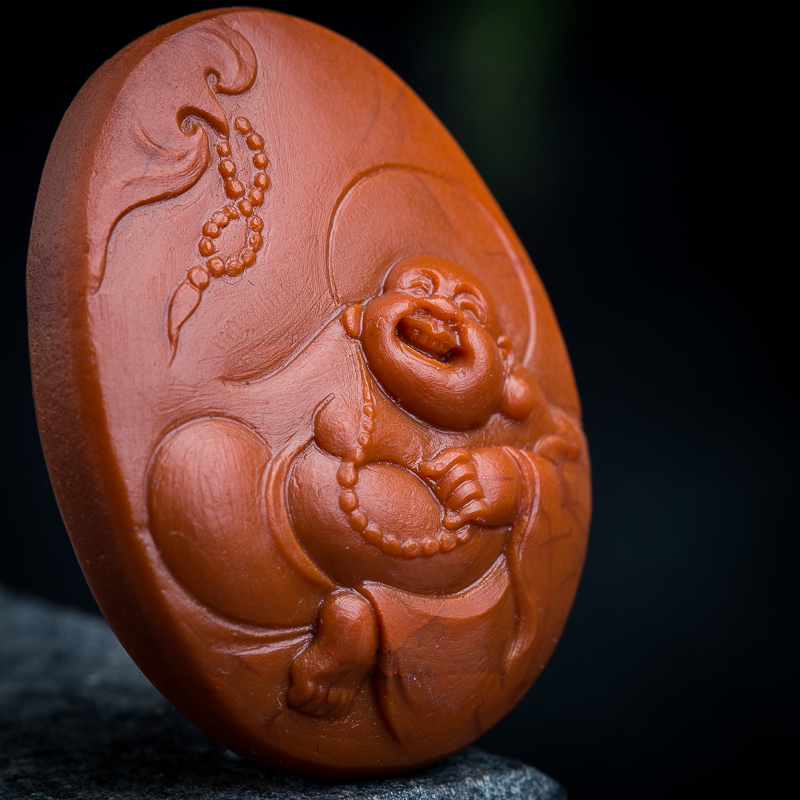 柿子红南红弥勒佛挂坠-红掌柜