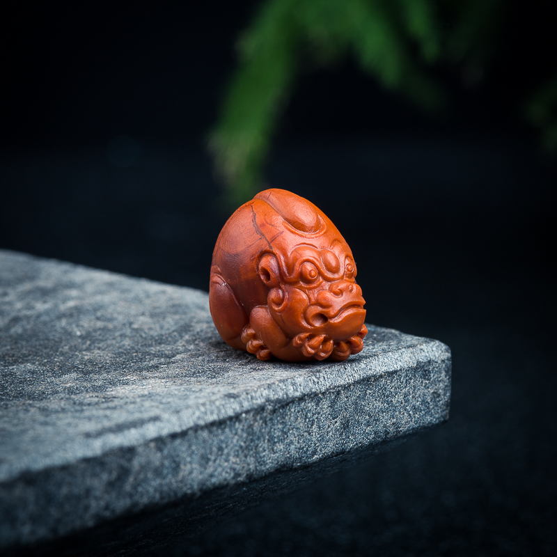 天然柿子红南红貔貅吊坠-红掌柜