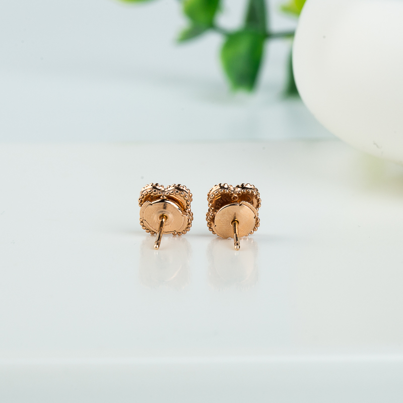 江苏天然玛瑙四叶草耳钉-红掌柜