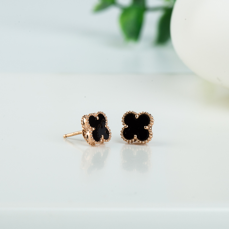 江苏天然黑色玛瑙耳钉-红掌柜