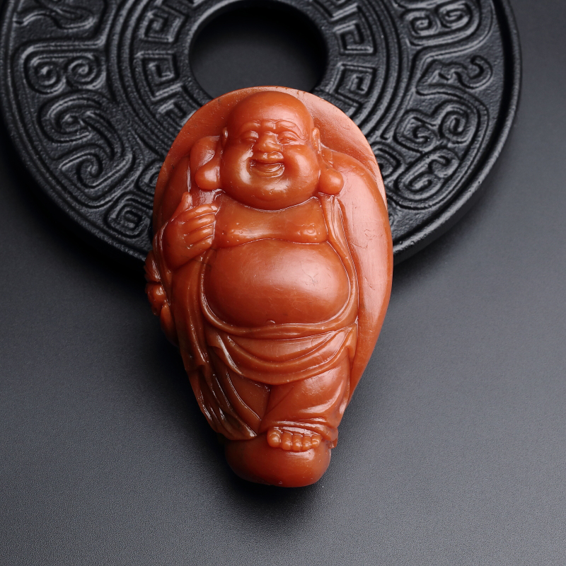 柿子红南红手把件-红掌柜