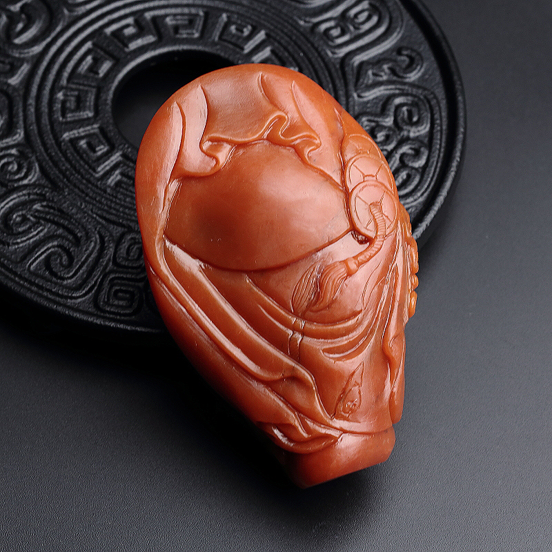 南红弥勒佛手把件-红掌柜