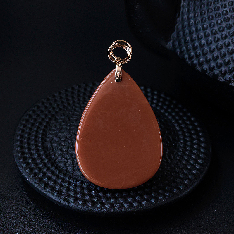 川料满肉柿子红南红水滴吊坠 - 红掌柜