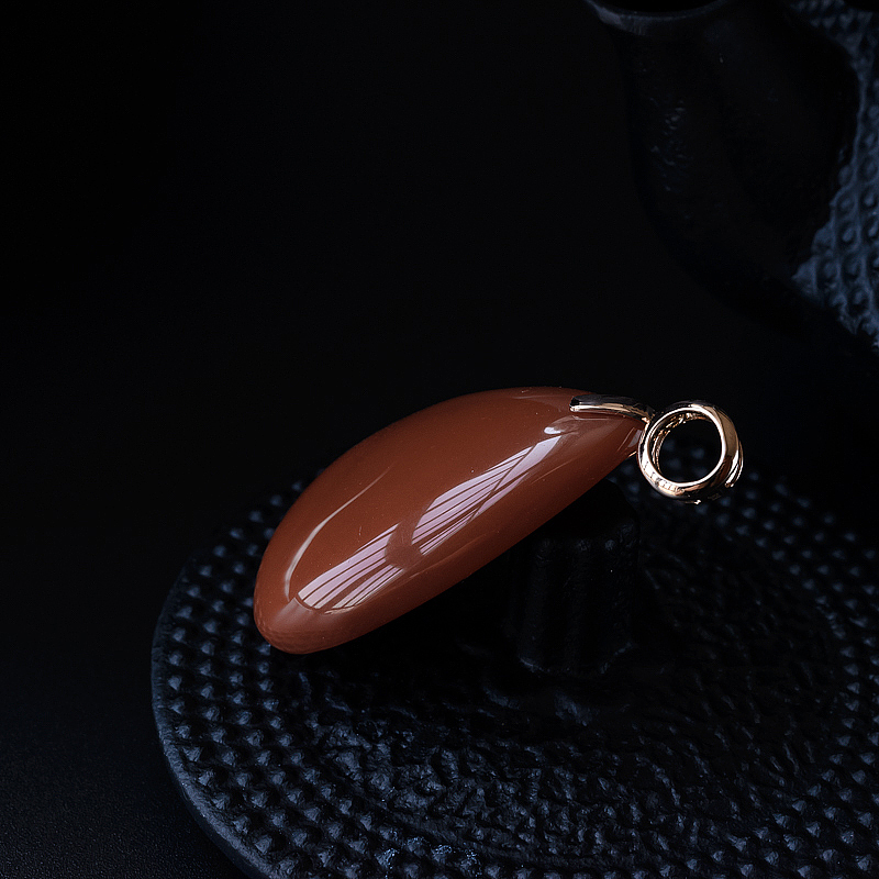 满肉柿子红南红水滴吊坠 - 红掌柜