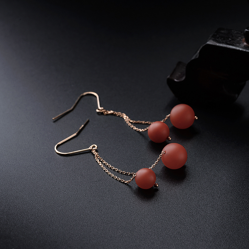 保山南红双球耳坠 - 红掌柜