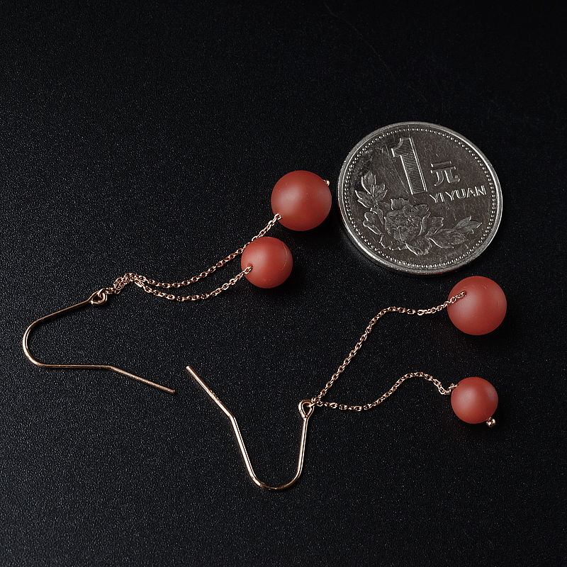 18k金云南保山南红耳坠 - 红掌柜