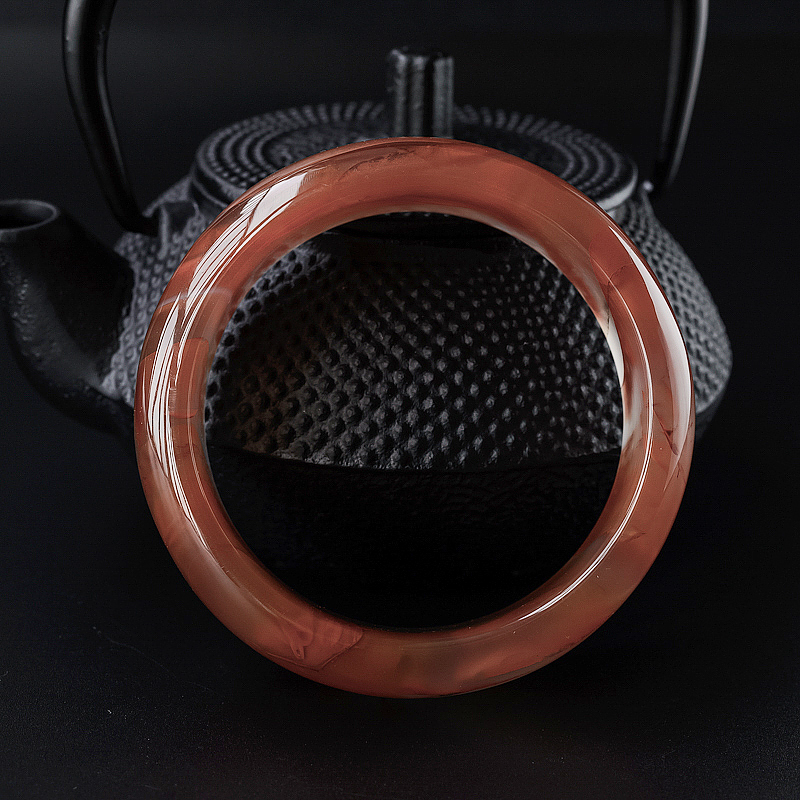 川料冰飘南红手镯 - 红掌柜