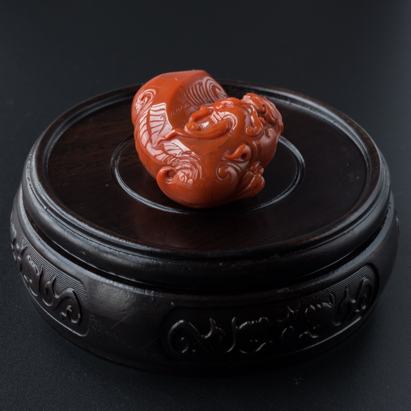天然柿子红南红貔貅吊坠-红掌柜