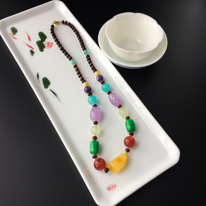 天然南红随形多宝塔链-红掌柜