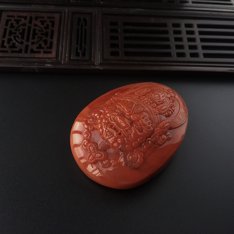 川料天然柿子红南红吊坠-红掌柜