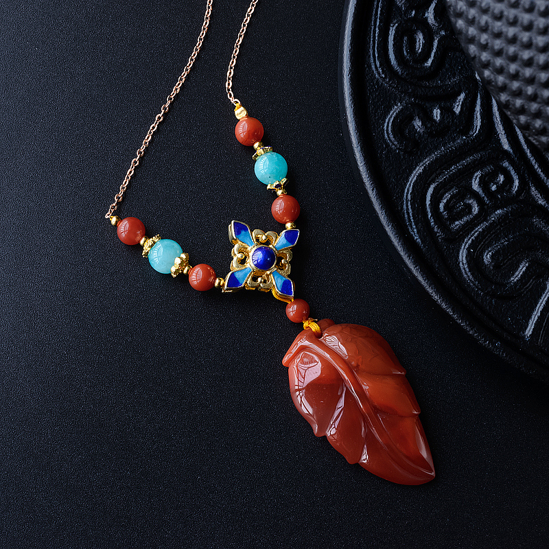 南红树叶吊坠-红掌柜