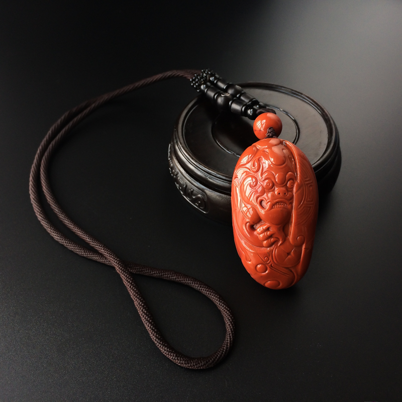柿子红南红仿古貔貅吊坠-红掌柜