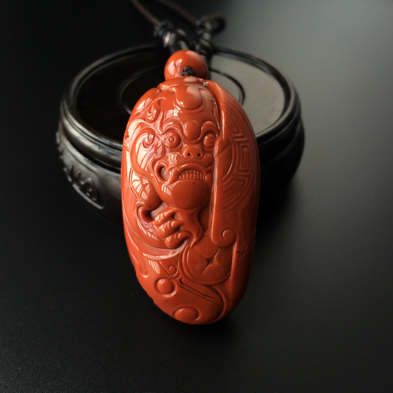 南红仿古貔貅吊坠-红掌柜