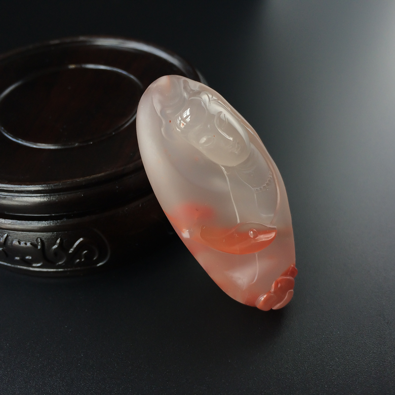 川料冰飘南红观音吊坠-红掌柜