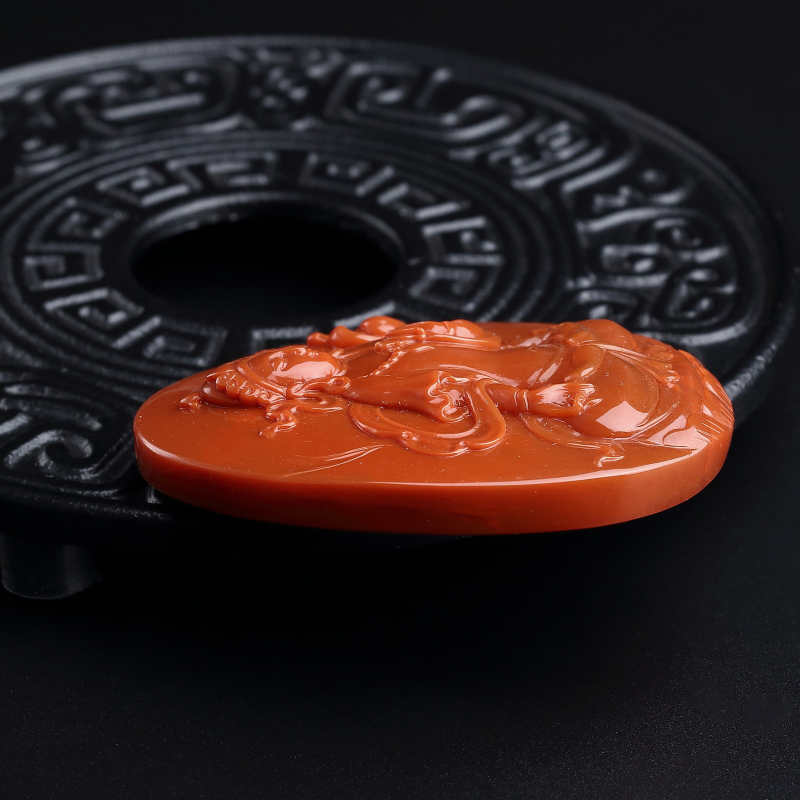 川料天然柿子红南红吊坠-红掌柜