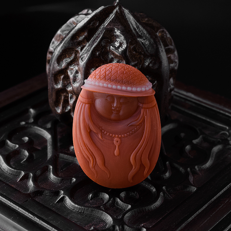 柿子红南红两小无猜吊坠-红掌柜