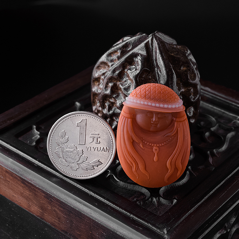 川料南红两小无猜吊坠-红掌柜