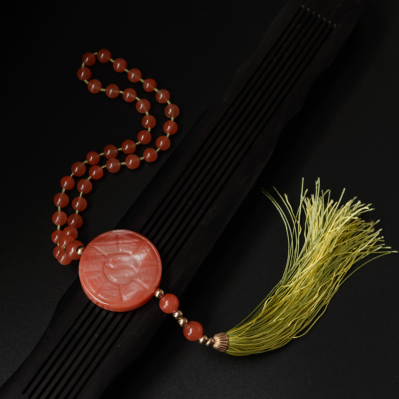 南红罗盘八卦手把件-红掌柜