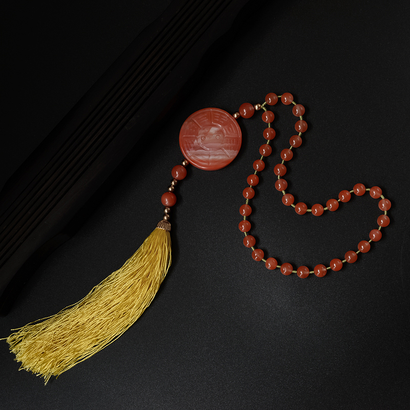 南红罗盘八卦手把件-红掌柜