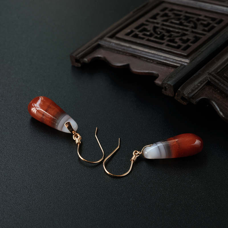 冰飘南红耳坠-红掌柜