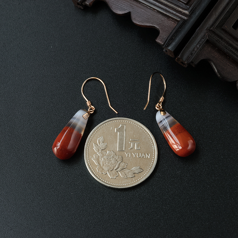 南红水滴耳坠-红掌柜