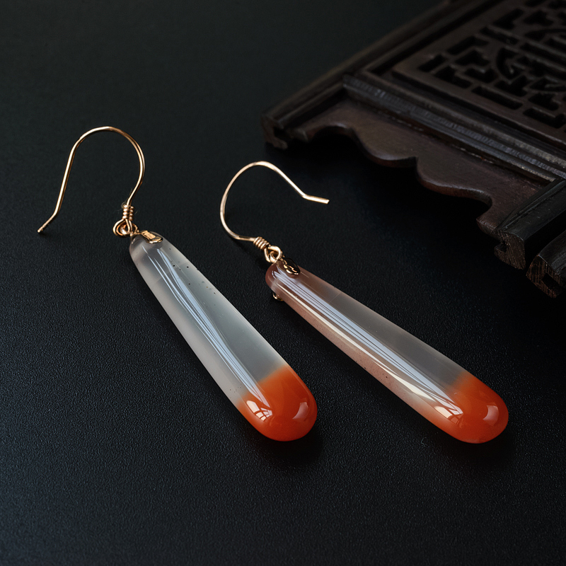 南红水滴耳坠-红掌柜