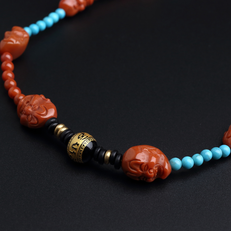 川料柿子红南红项链-红掌柜