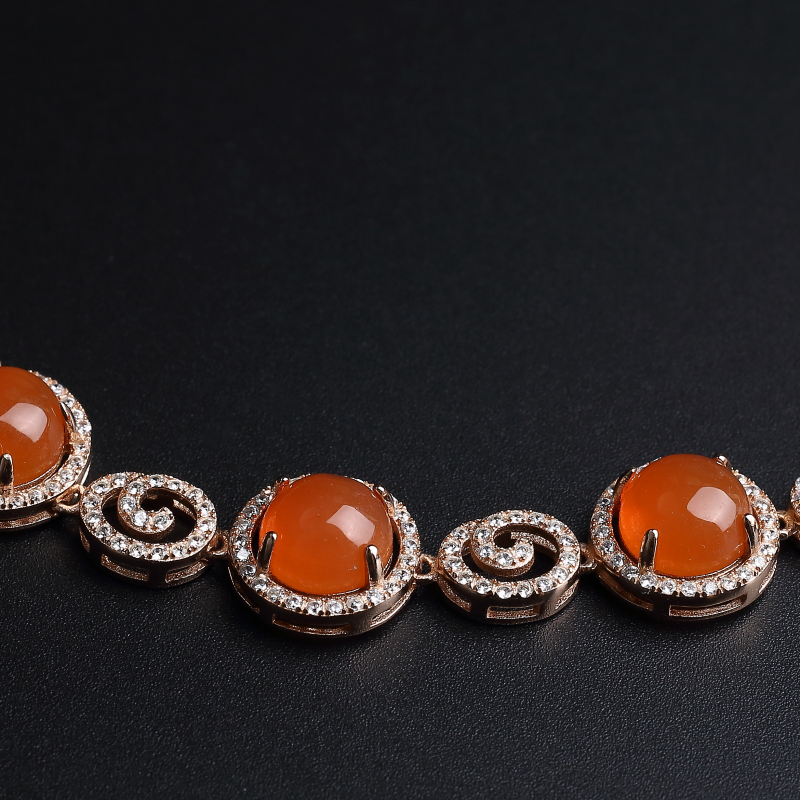 银镀金镶川料樱桃红南红项链-红掌柜