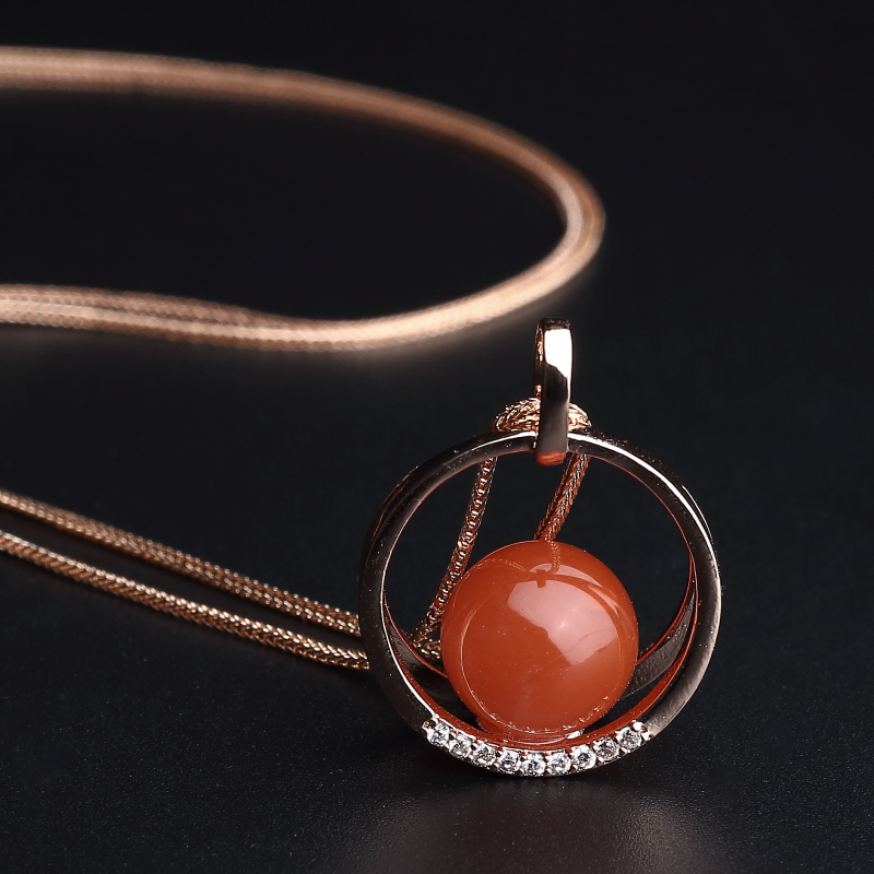 川料天然樱桃红南红吊坠项链-红掌柜