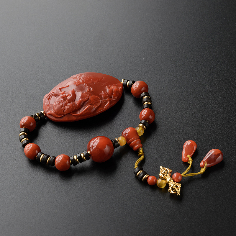 川料南红蝶恋花手串-红掌柜