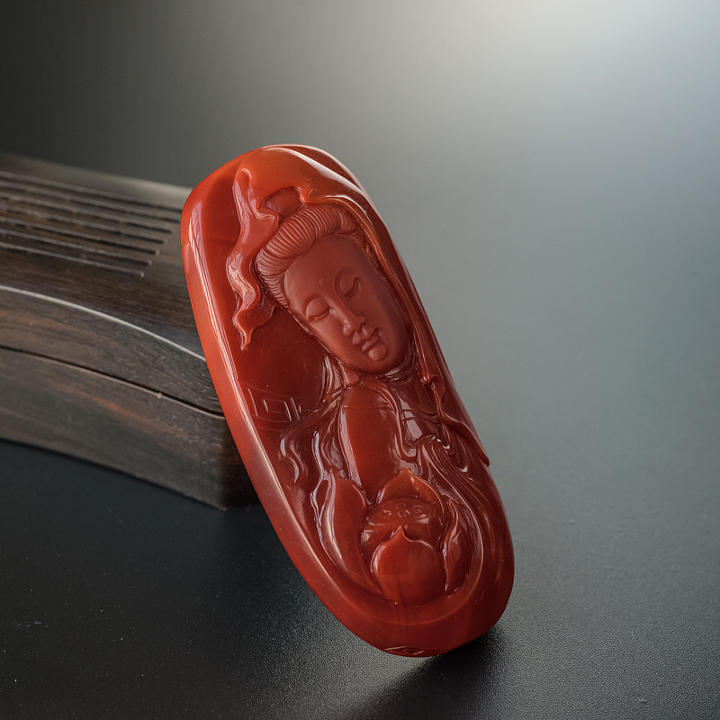 南红观音吊坠 - 红掌柜