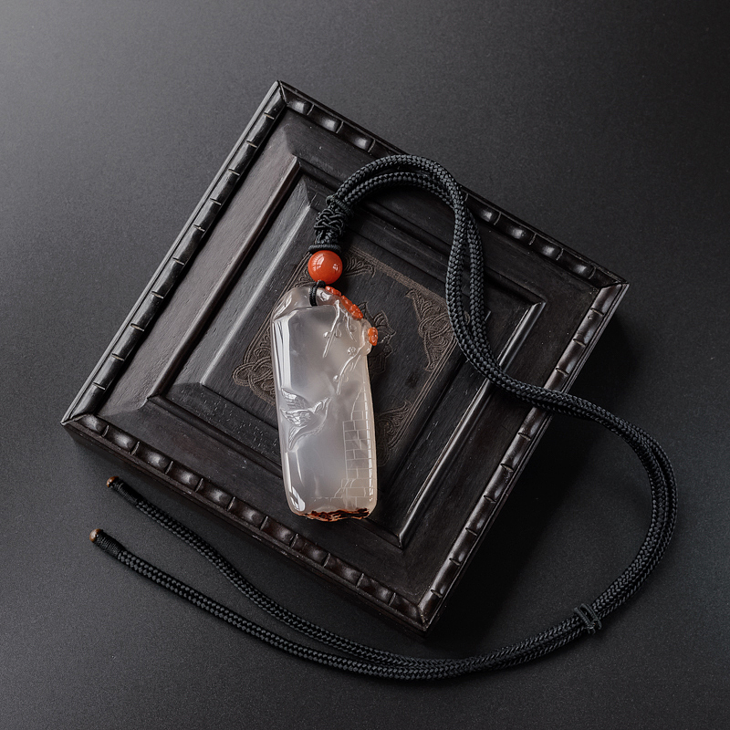 川料天然冰飘南红喜上眉梢吊坠-红掌柜