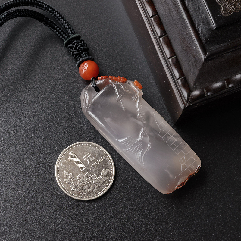 川料南红喜上眉梢吊坠-红掌柜