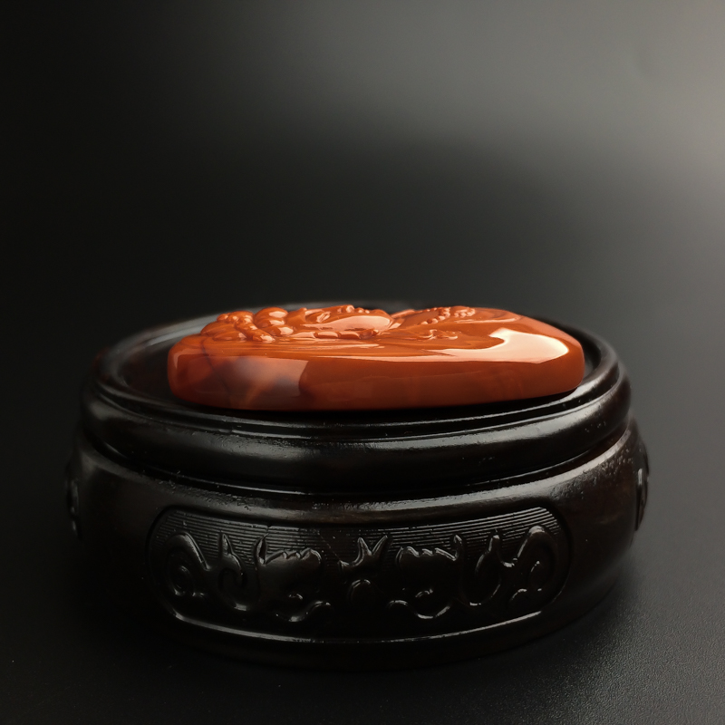 川料天然柿子红南红吊坠-红掌柜