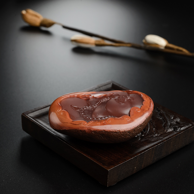 川料柿子红南红弥勒佛吊坠-红掌柜