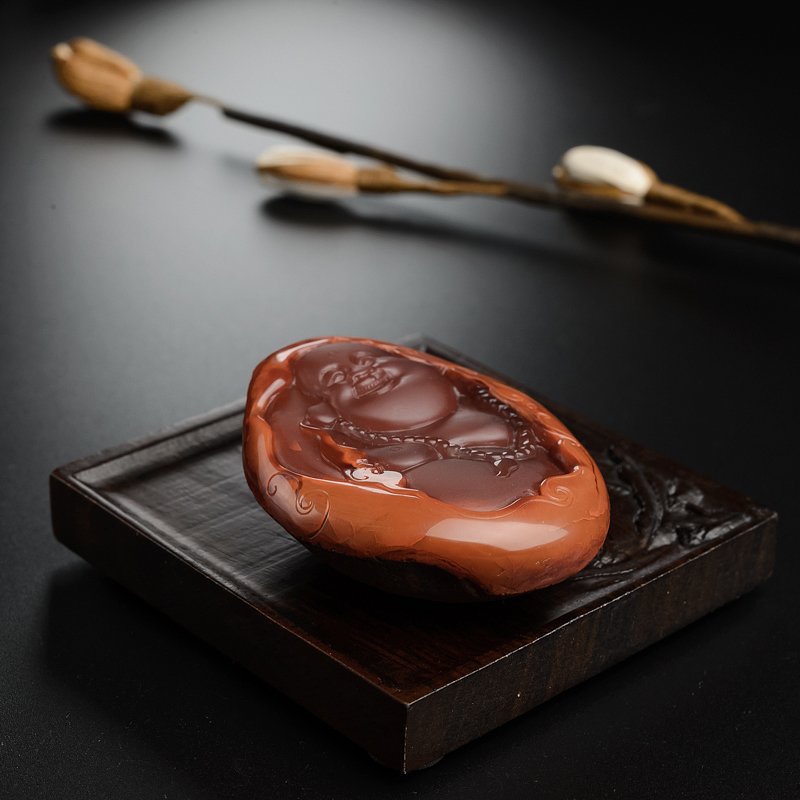 川料天然柿子红南红吊坠-红掌柜