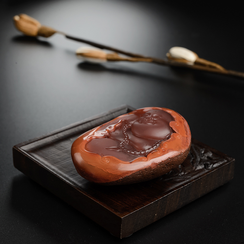 柿子红南红弥勒佛吊坠-红掌柜