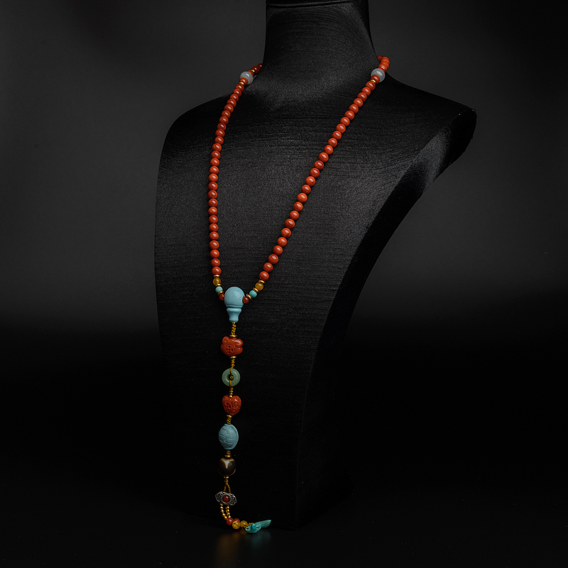 6mm川料柿子红南红项链-红掌柜