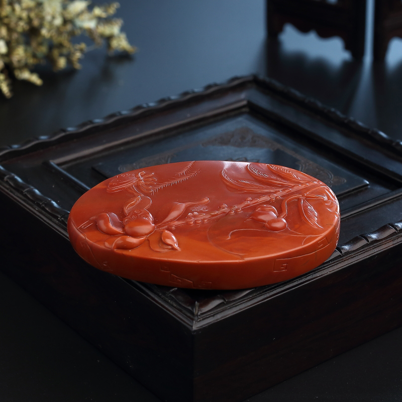 川料天然柿子红南红吊坠-红掌柜