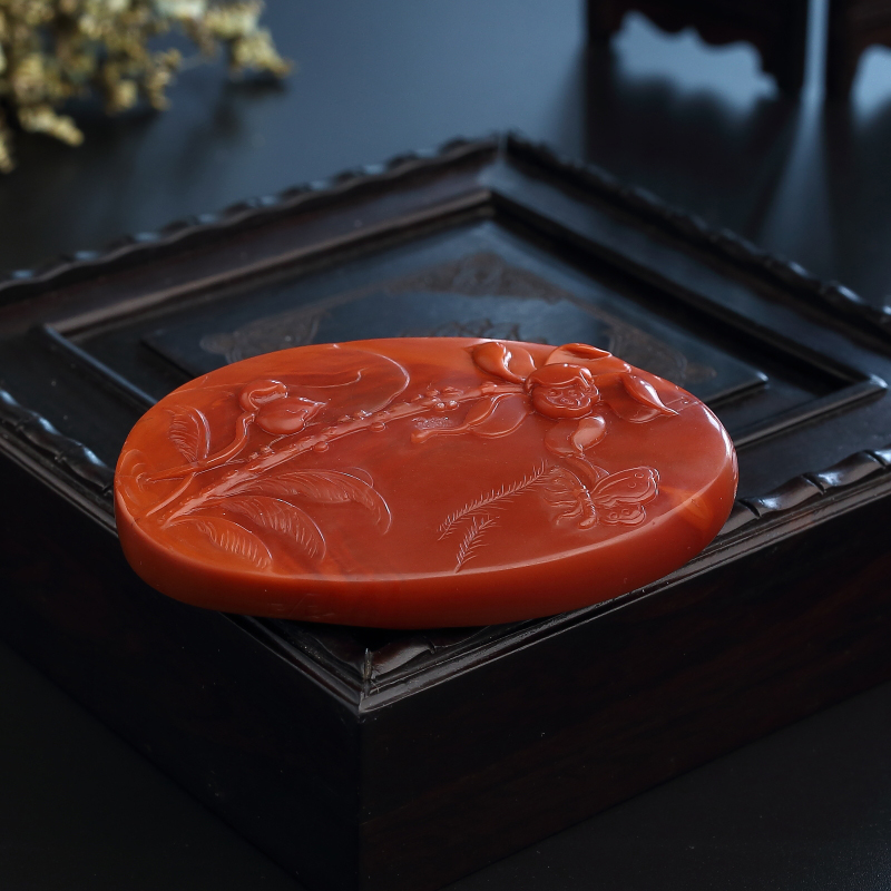 柿子红南红清莲吊坠-红掌柜