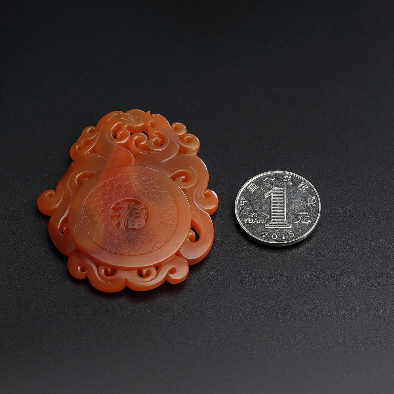 天然柿子红南红吊坠-红掌柜