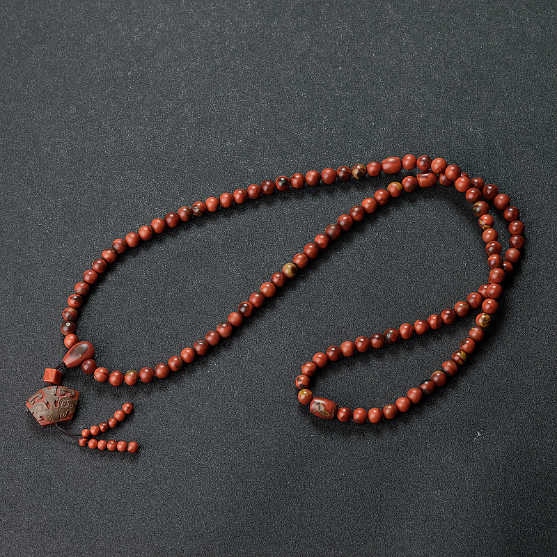 天然8.5mm铁皮包浆料南红108佛珠 - 红掌柜