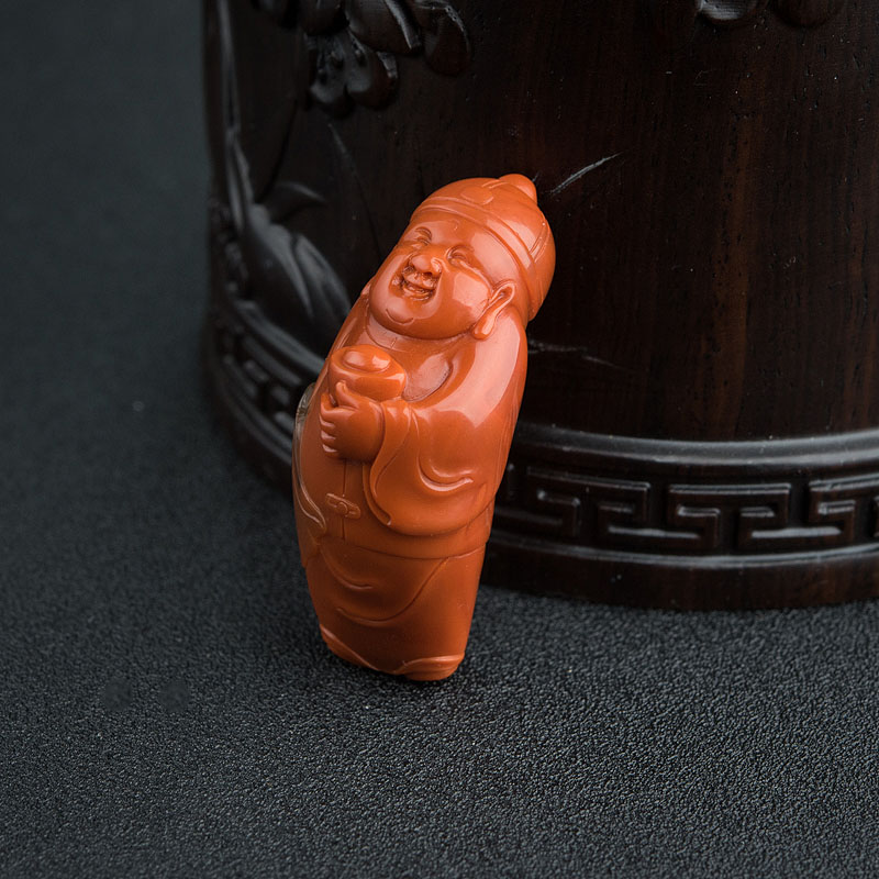 柿子红南红招财童子-红掌柜