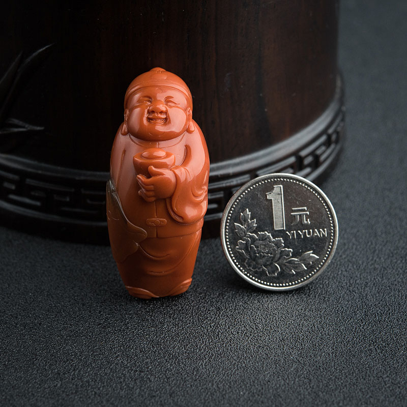 保山南红招财童子吊坠-红掌柜