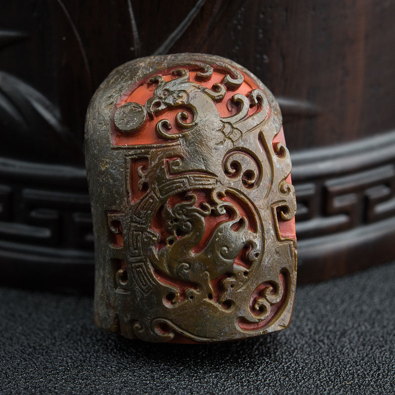 保山南红龙凤呈祥吊坠-红掌柜