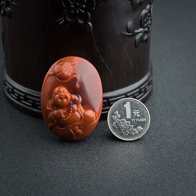 保山南红弥勒佛吊坠-红掌柜