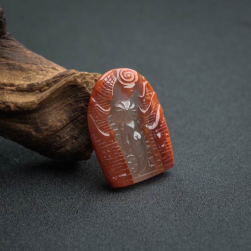 南红美女吊坠-红掌柜