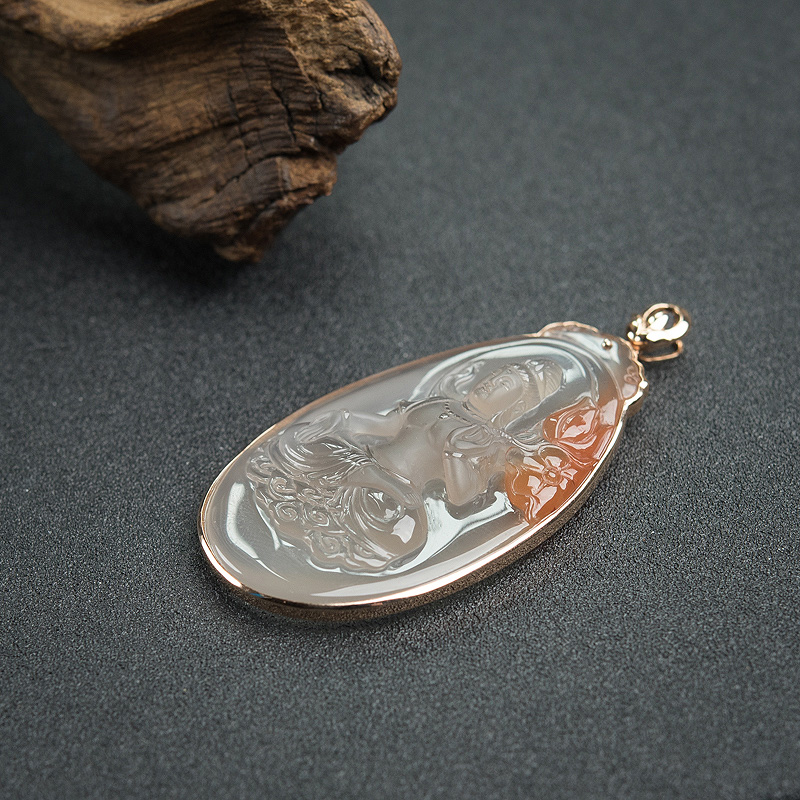 冰飘料南红观音吊坠-红掌柜