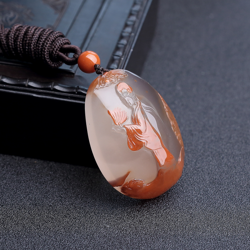 南红美女吊坠-红掌柜