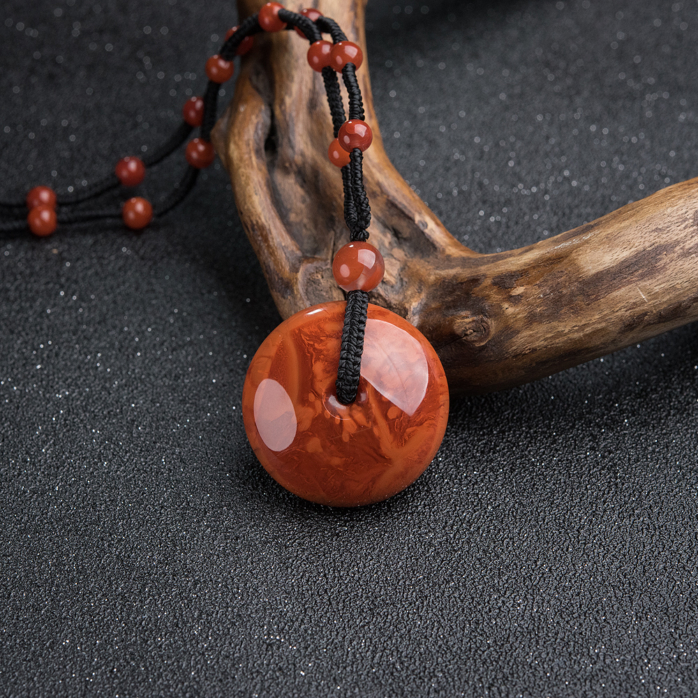 火焰纹南红平安扣吊坠-红掌柜